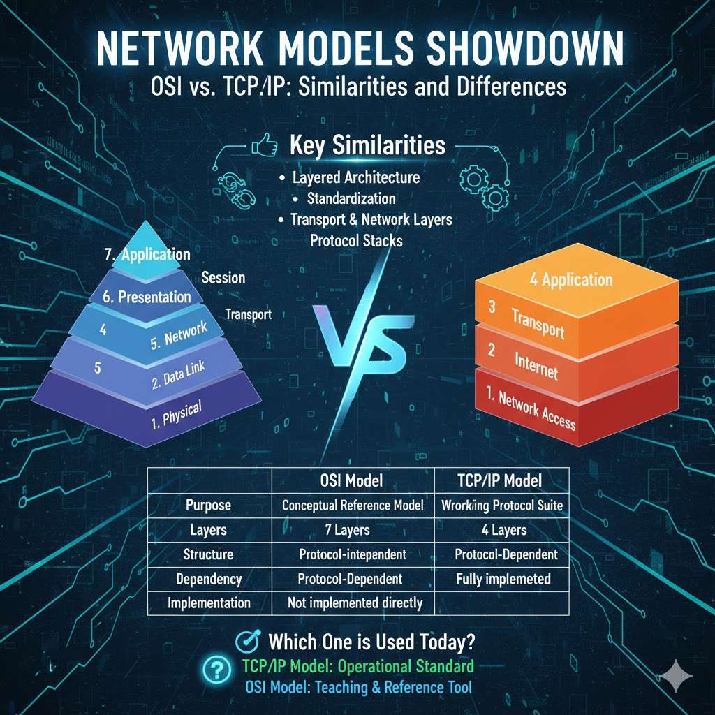 Similarities and Differences Between OSI and TCP/IP Models